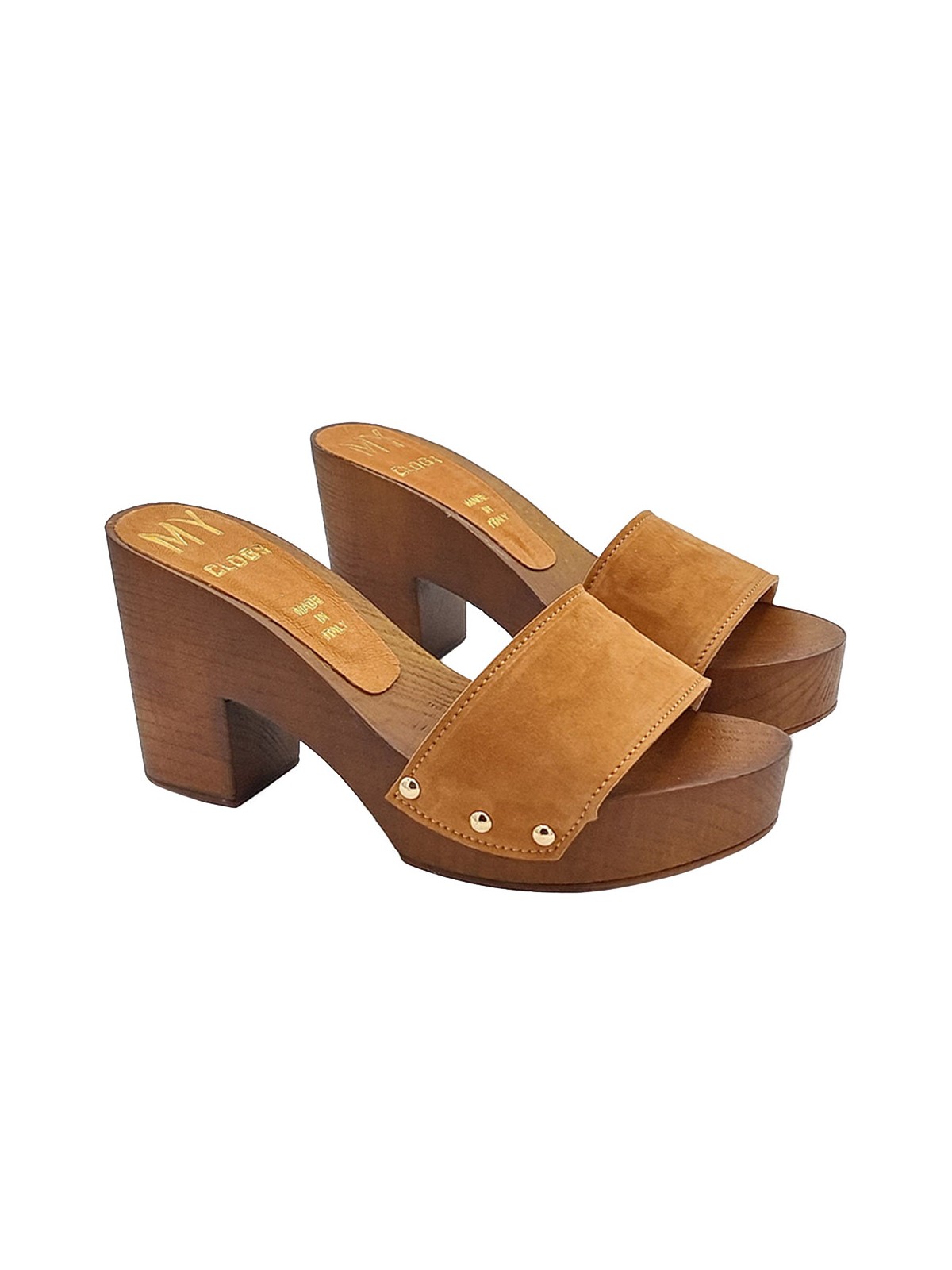 Clogs in Light Brown Suede with Heel 9