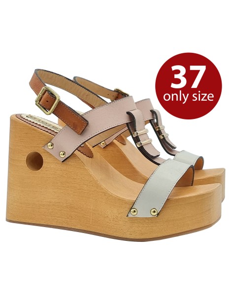 Wooden wedges with two-tone band - size 37
