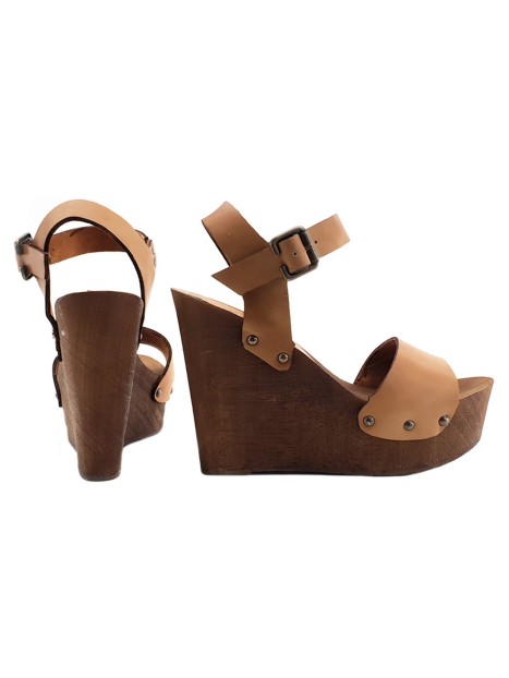 LEATHER WEDGE CLOGS