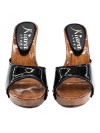 SANDALS WITH BLACK PATENT LEATHER UPPER