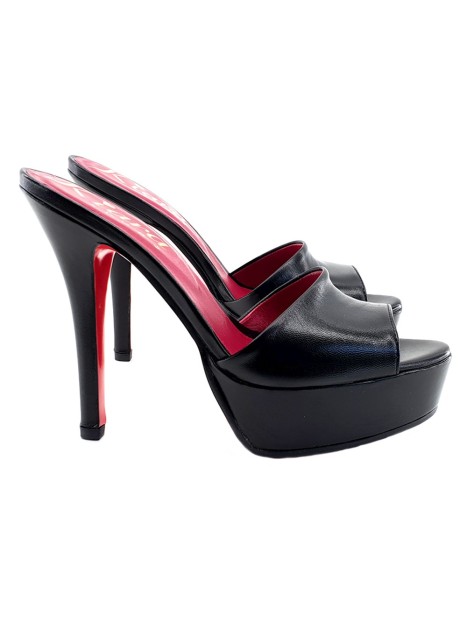BLACK AND RED GENUINE LEATHER SANDALS