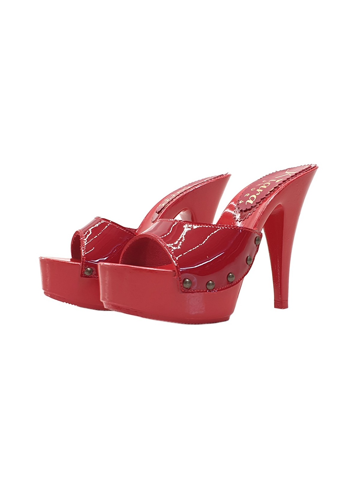 RED LACQUERED CLOGS IN PATENT LEATHER
