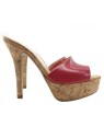 RED SANDAL WITH CORK EFFECT