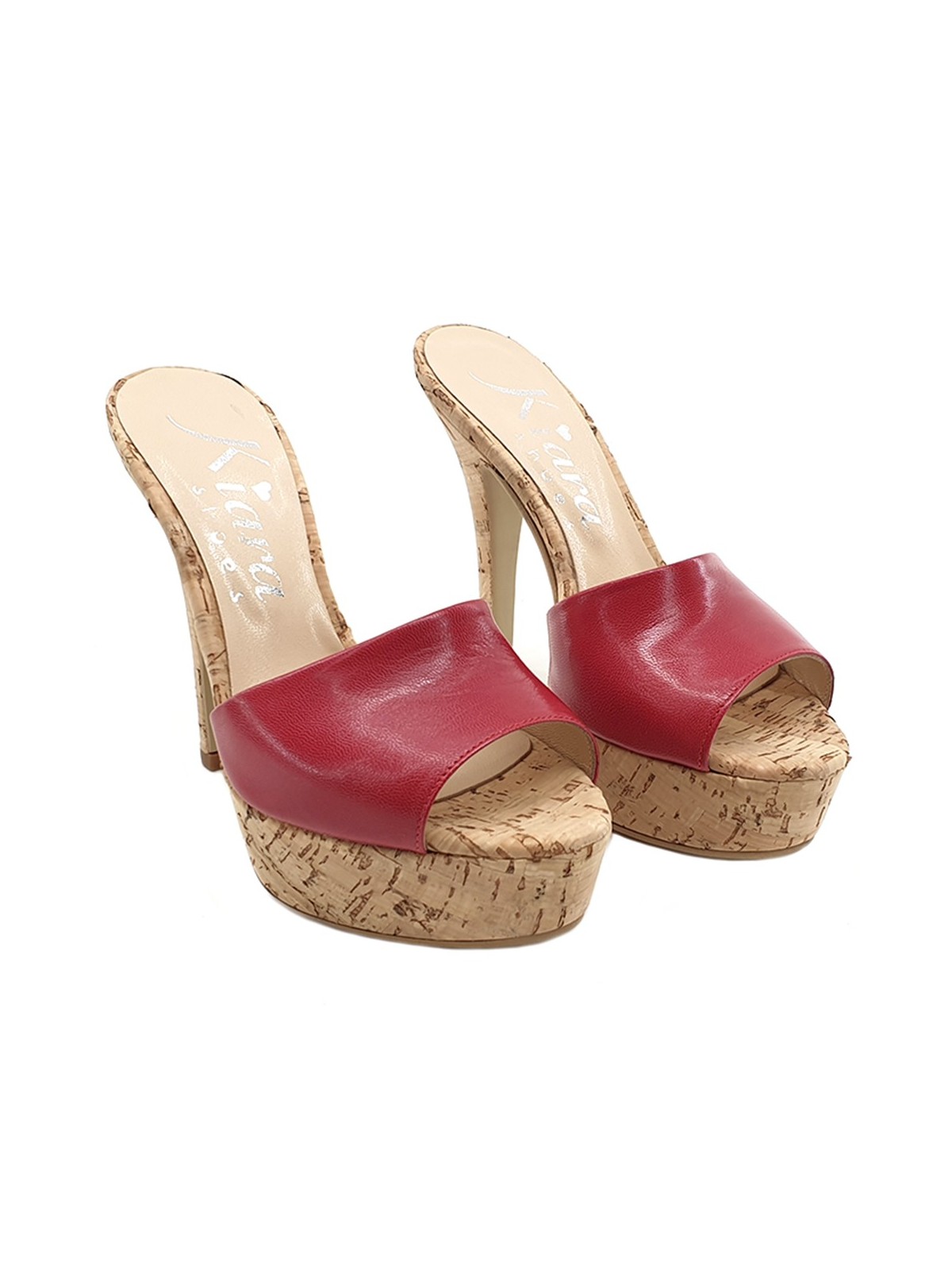 RED SANDAL WITH CORK EFFECT
