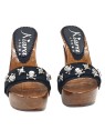 CLOGS WITH SILVER SKULLS AND COMFY HEEL
