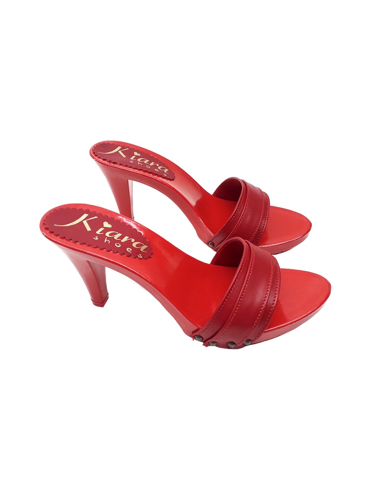 TOTAL RED CLOGS IN LEATHER HEEL 9