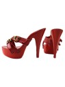 RED LEATHER CLOGS HEEL 13