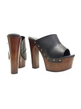 LEATHER BLACK CLOGS MADE IN ITALY