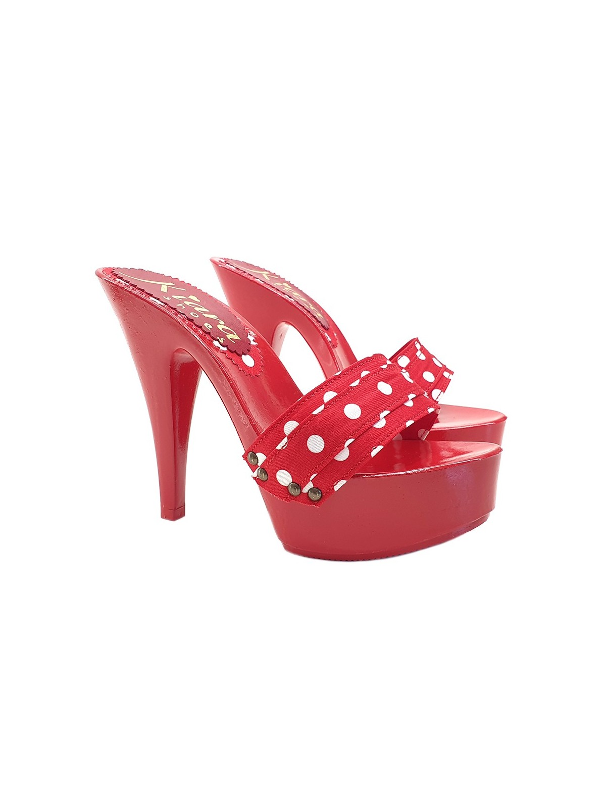 WOMEN'S RED CLOGS WITH POLKA DOT