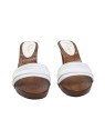 WHITE LEATHER CLOGS HEEL 8