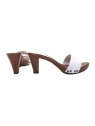 WHITE LEATHER CLOGS HEEL 8