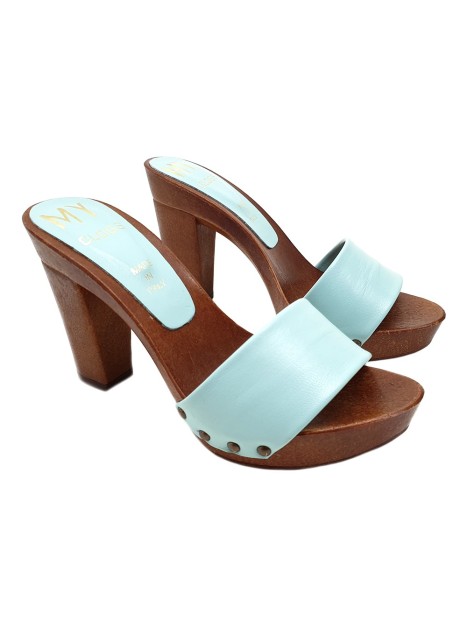 EMERALD CLOGS IN LEATHER COMFY HEEL