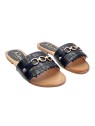 WOMEN'S JEWEL SANDALS WITH FAUX LEATHER BAND
