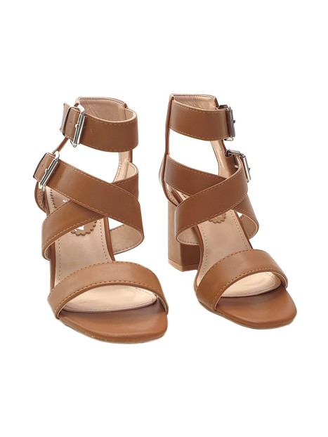 WOMAN'S FASHION SANDAL WITH DOUBLE ANKLE STRAP - HEEL 9 CM