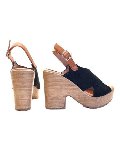 WOMEN'S BLACK SANDALS IN SYNTHETIC SUEDE