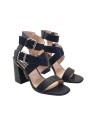 WOMEN'S BLACK SANDAL WITH DOUBLE ANKLE STRAP