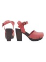 FUCSIA CLOGS WITH ANKLE STRAP AND COMFY HEEL 9