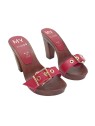 RED CLOGS IN LEATHER WITH BUCKLE