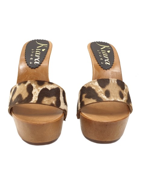 CLOGS WITH LEOPARD LEATHER UPPER