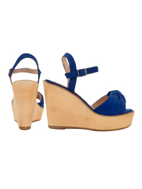 WEDGE CLOGS BLUE WITH ANKLE STRAP HEEL 11