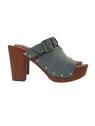 BLUE CLOGS IN LEATHER AND COMFY HEEL 9
