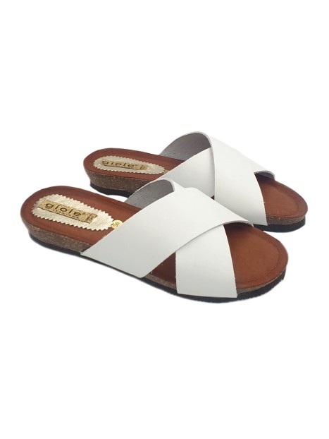 FLAT SANDALS WHITE IN LEATHER