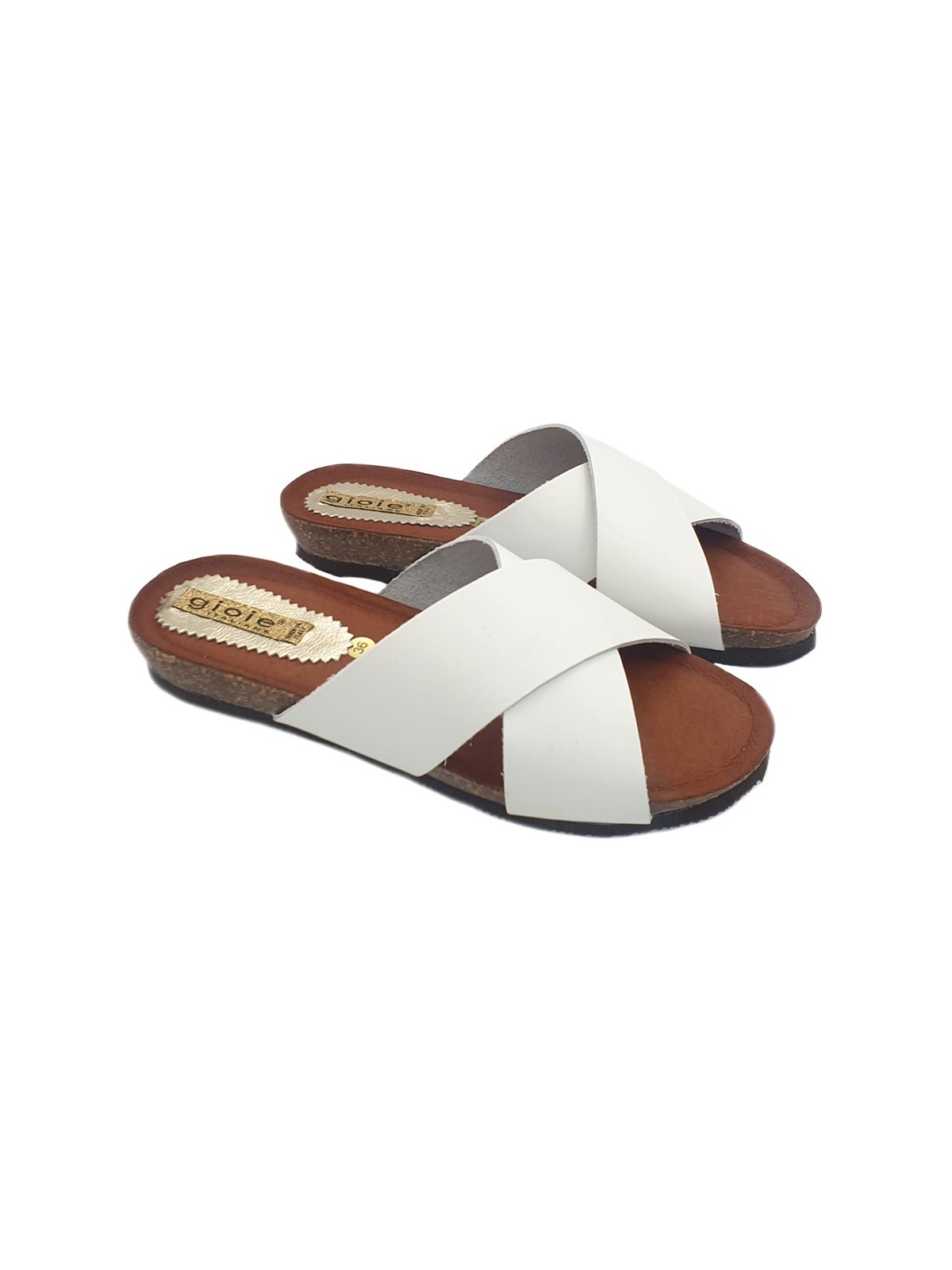 FLAT SANDALS WHITE IN LEATHER