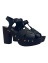 BLACK CLOGS IN LEATHER AND COMFY HEEL 9