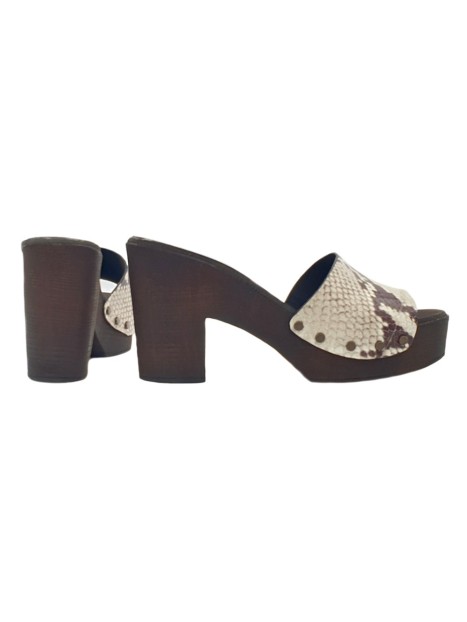 PYTHON CLOGS IN LEATHER HEEL 9