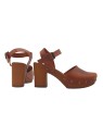 BROWN CLOGS CROCODILE WITH ANKLE STRAP HEEL 8