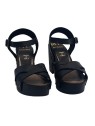 BLACK CLOGS IN LEATHER AND ANKLE STRAP