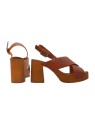 CLOGS BROWN CROCODILE WITH ANKLE STRAP