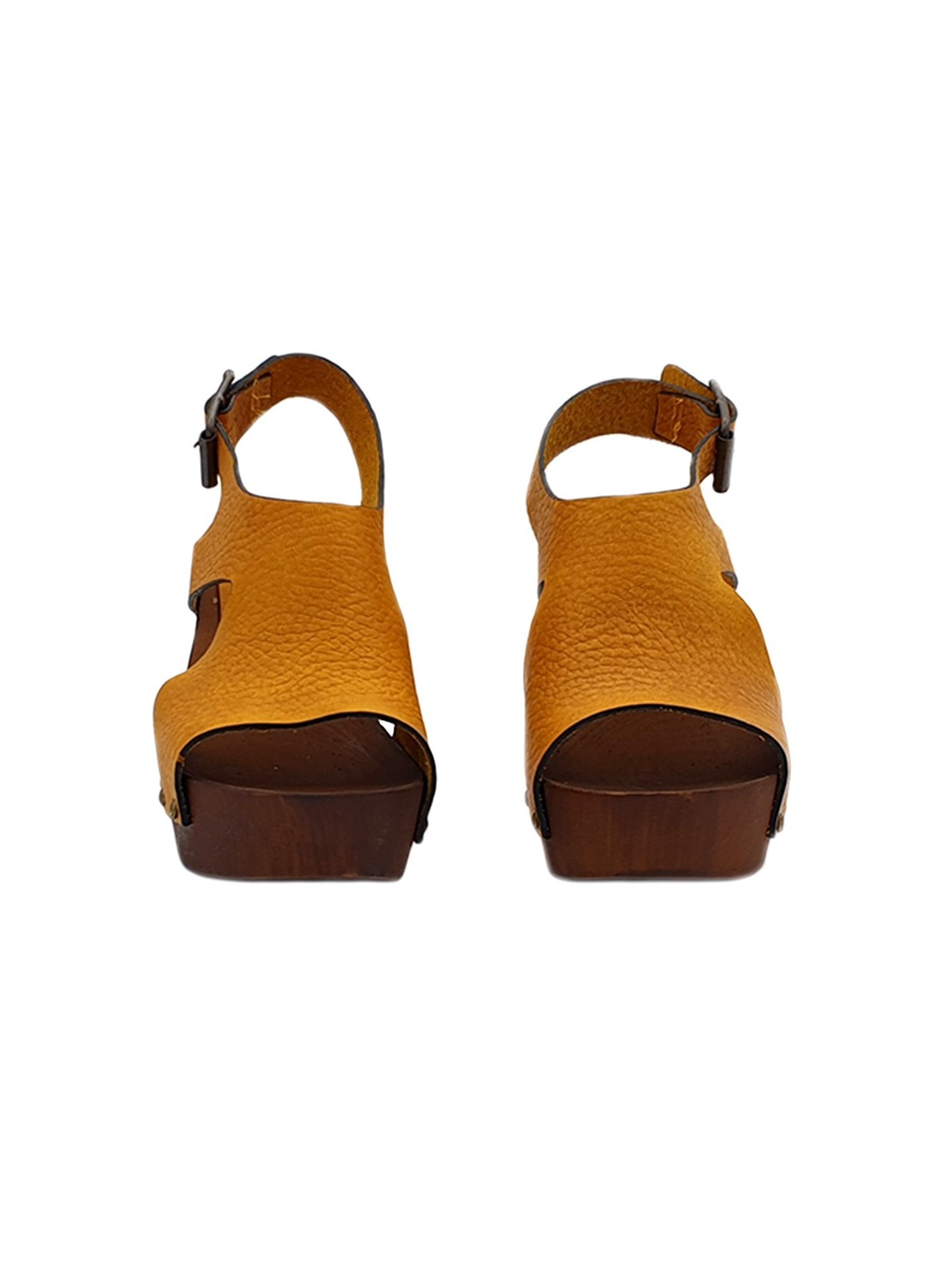 YELLOW CLOGS IN LEATHER AND COMFY HEEL 9