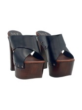 BLACK CLOGS IN LEATHER MADE IN ITALY