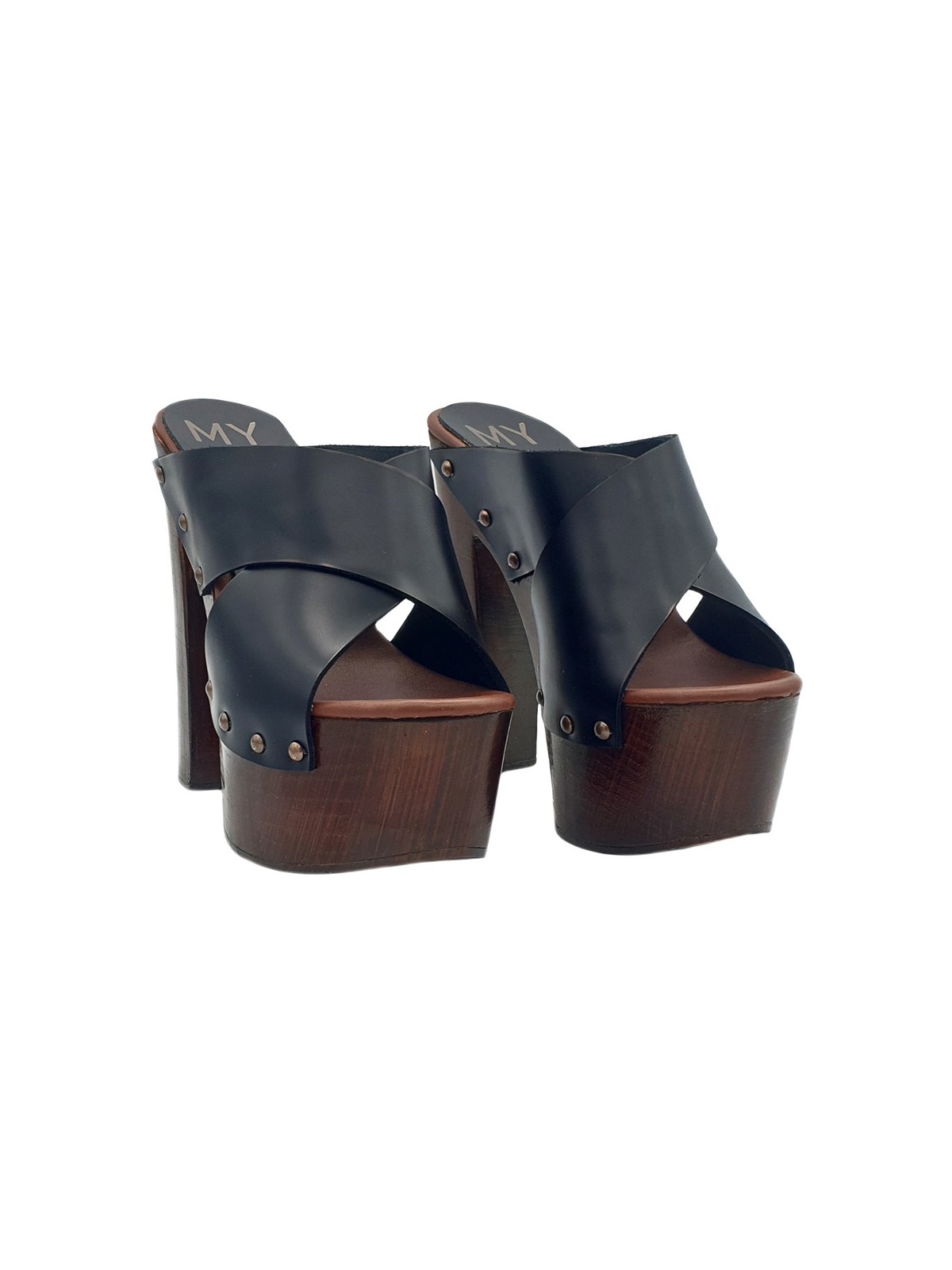BLACK CLOGS IN LEATHER MADE IN ITALY