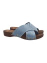 FLAT SLIPPERS IN LEATHER LIGHT BLUE