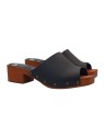 SWEDISH CLOGS IN BLACK LEATHER