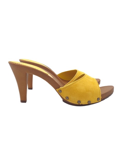 YELLOW COLURED CLOGS IN SUEDE HEEL 9