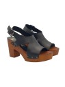 CLOGS BLACK IN LEATHER AND COMFY HEEL 9