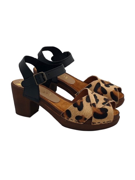 CLOGS ANIMALIER IN LEATHER HEEL 7