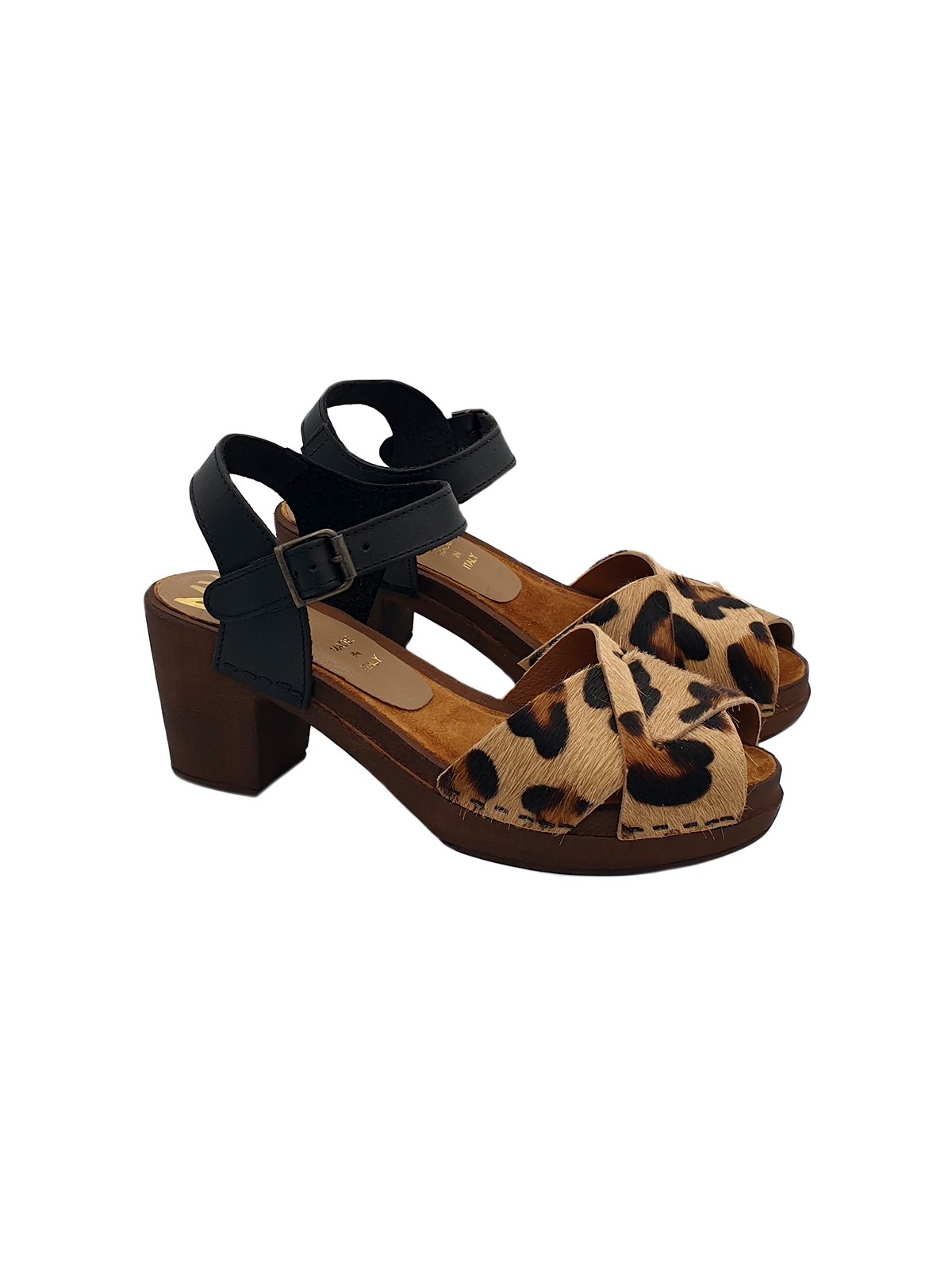 CLOGS ANIMALIER IN LEATHER HEEL 7