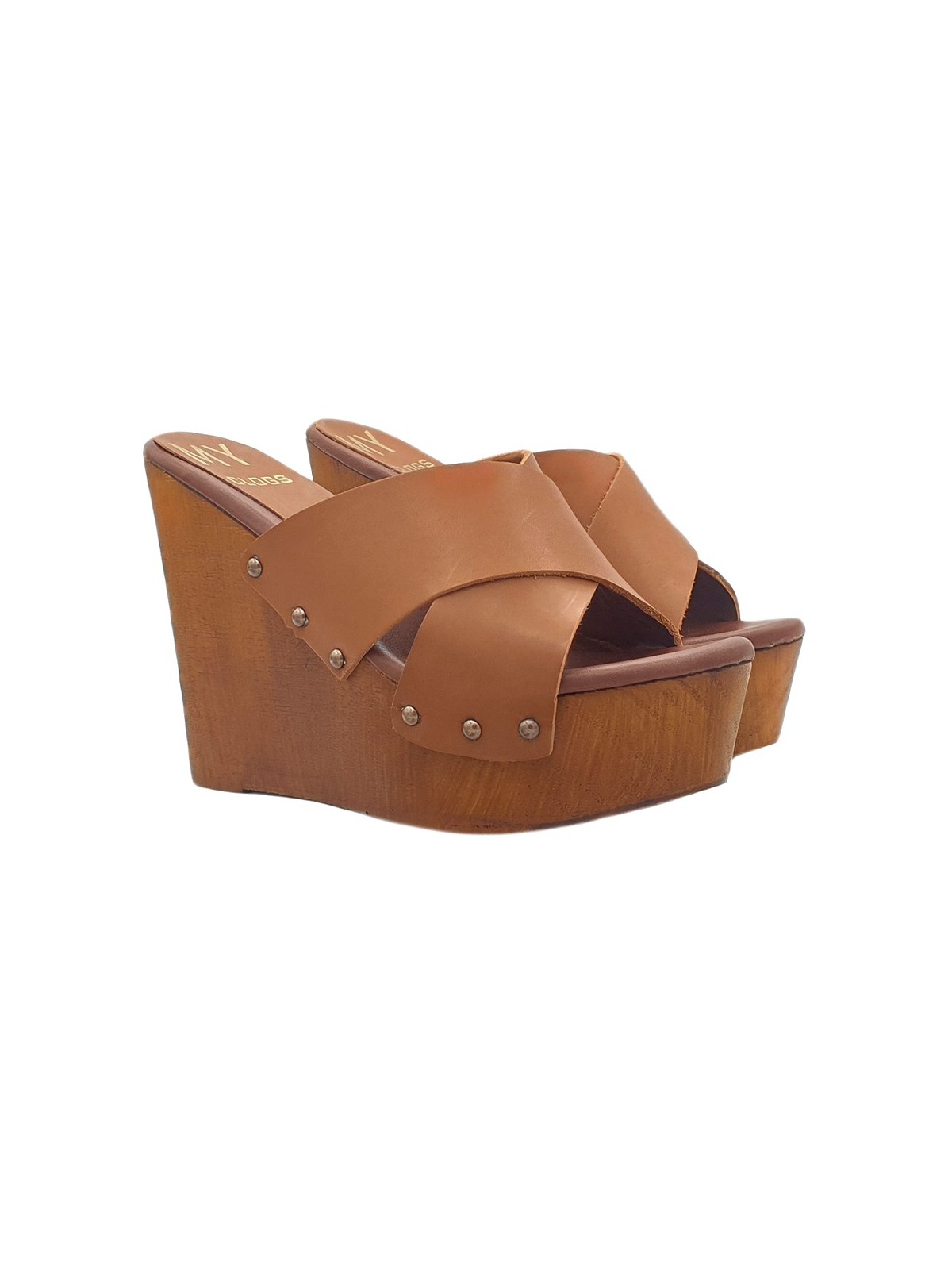 Wedges Clogs Double Leather Bands