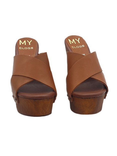 Wedges Clogs Double Leather Bands