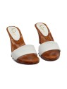 WHITE LEATHER CLOGS HEEL 9