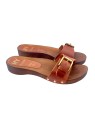 FLAT SLIPPERS BROWN IN LEATHER