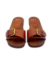 FLAT SLIPPERS BROWN IN LEATHER