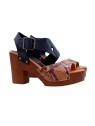 WOMEN'S CLOGS IN TWO-TONE LEATHER WITH PYTHON EFFECT BAND