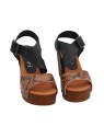WOMEN'S CLOGS IN TWO-TONE LEATHER WITH PYTHON EFFECT BAND