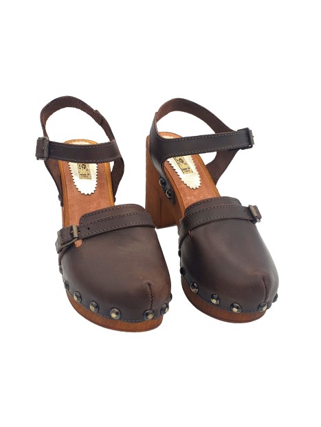 WOMEN DUTCH CLOGS CLOSED TOE 9 HEEL WITH ADJUSTABLE STRAP