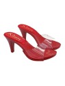 RED CLOGS WITH TRANSPARENT UPPER HEEL 9 CM